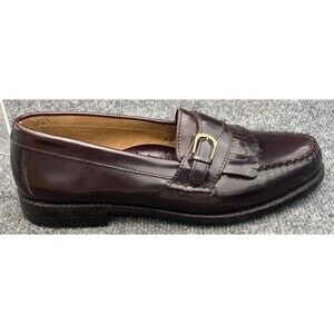 Bostonian Mens 10 M Burgundy Fringe Kiltie Buckle Loafer Leather Upper 27098